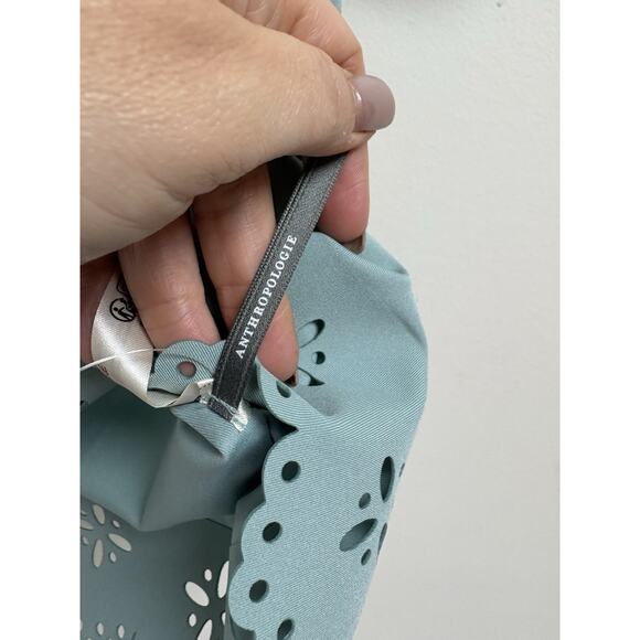 Anthropologie Eyelet Hem Scallop Crop Tank Top Green Women M - Picture 8 of 8